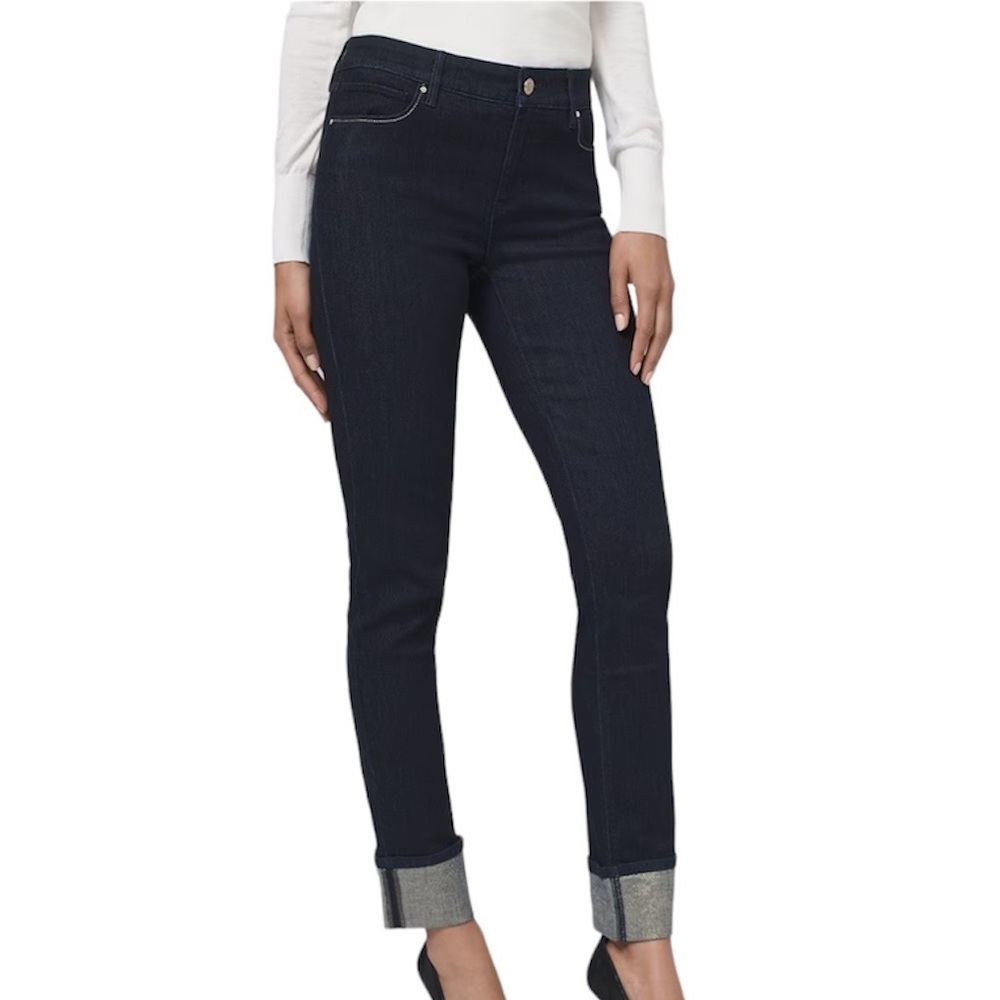 WHBM mid-rise shimmer cuff ankle jeans - size 2